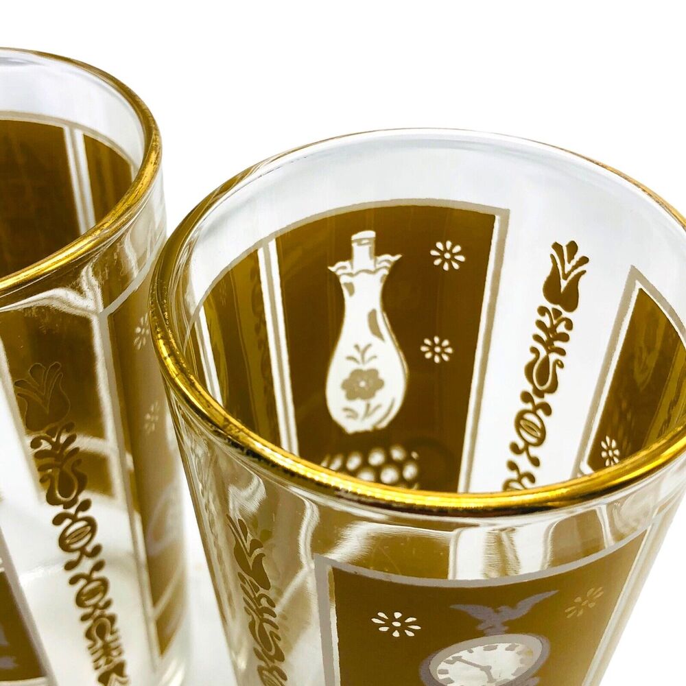 Pair VTG Libbey Tumbler Glass Mustard Gold Colonial Americana Old Time Country‎ - Picture 10 of 12